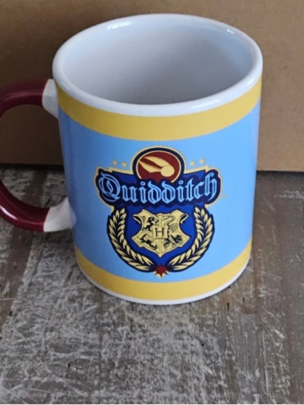 Wizarding World Of Harry Potter Quidditch Mug Blue Yellow Hogwarts Crest